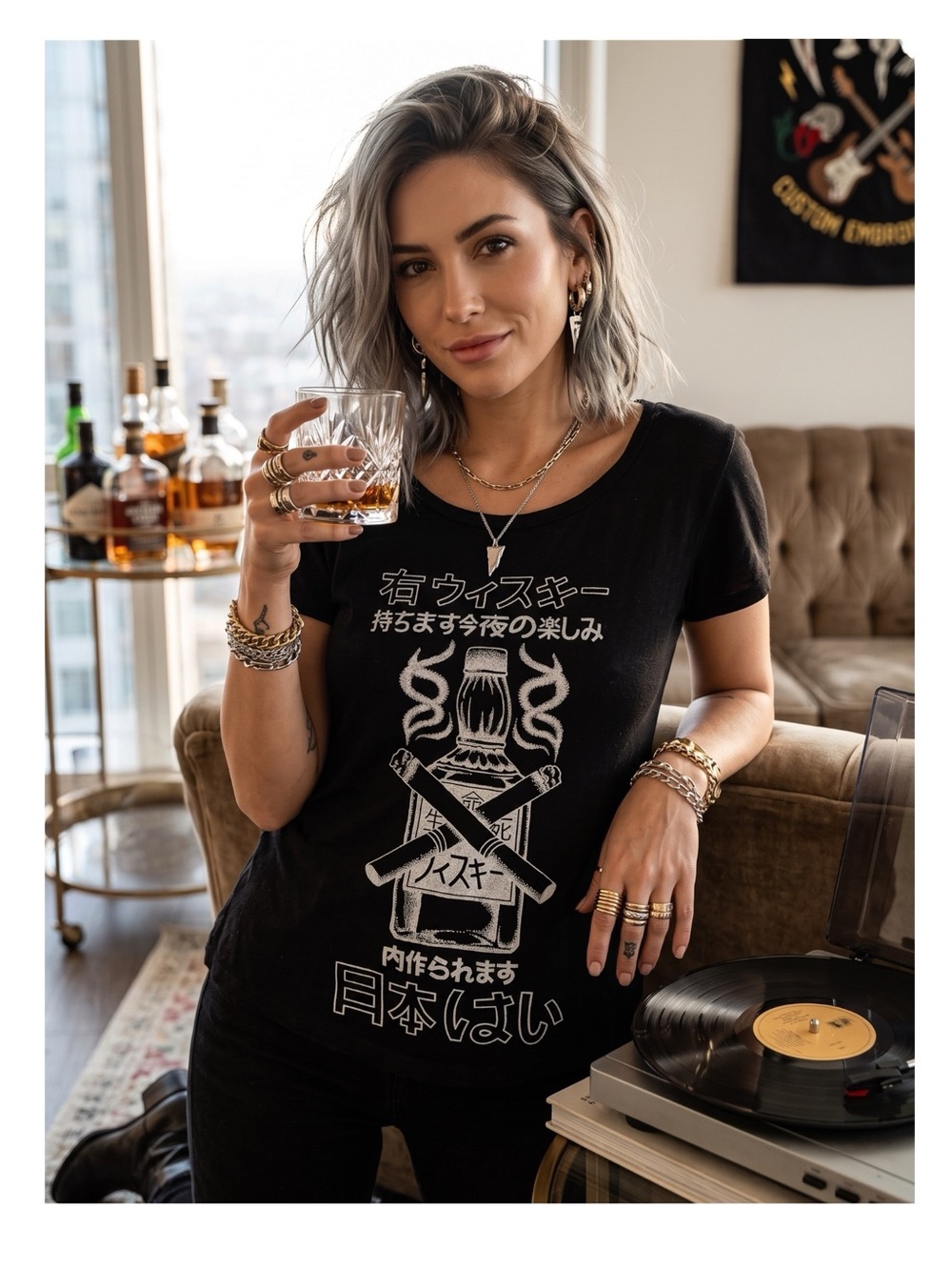 Rare: Daydreamer x UO Urban Outfitters ☺︎︎ Japanese Whiskey Tee ☺︎︎ Black Small